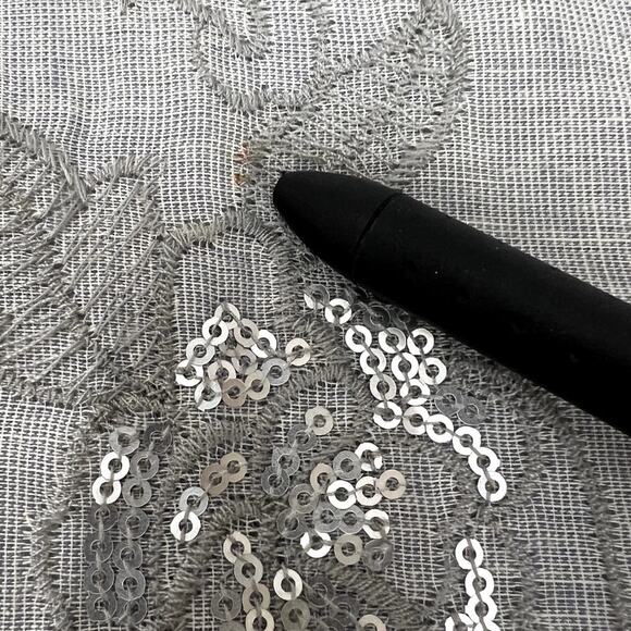 NURTURE NWT $129 Lightweight Grey Sequin Embroidered Dress SZ LG - Picture 15 of 15